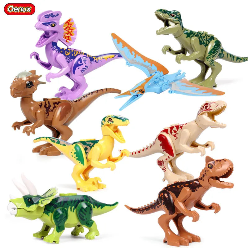 Bloques de construcción de dinosaurios jurásicos para niños, 8 piezas.