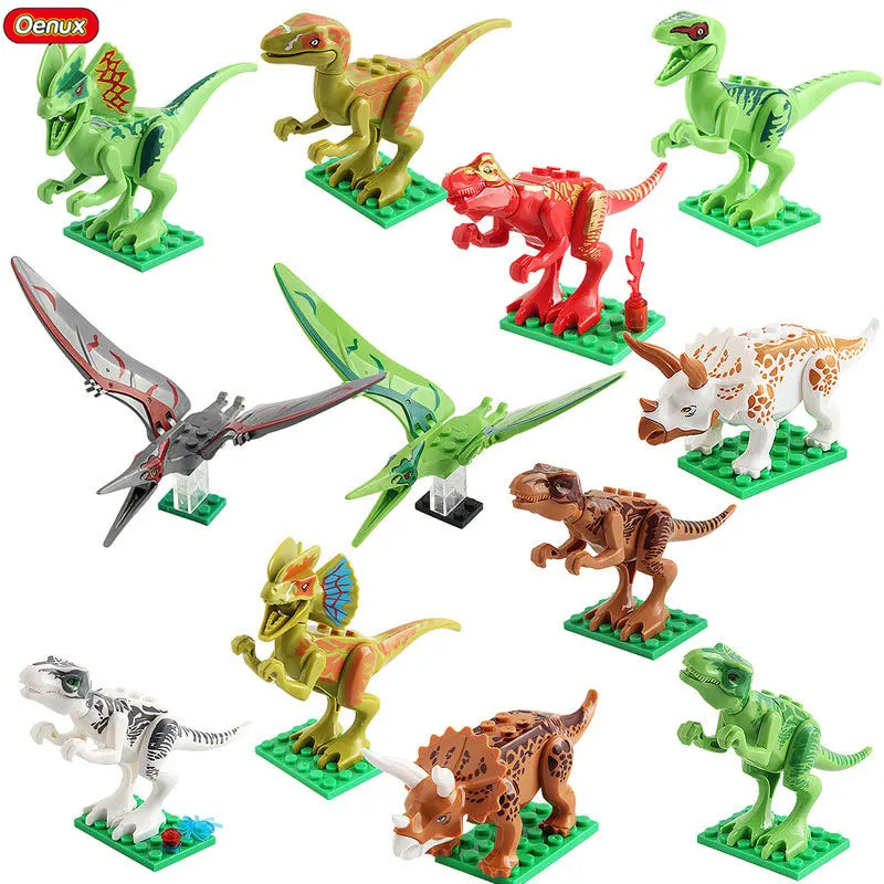 Bloques de construcción de dinosaurios jurásicos para niños, 8 piezas.