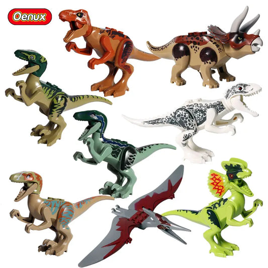 Bloques de construcción de dinosaurios jurásicos para niños, 8 piezas.