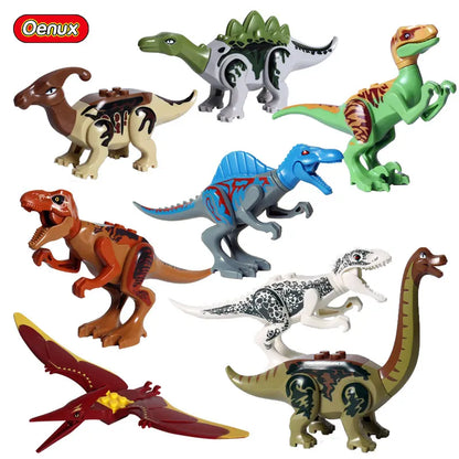 Bloques de construcción de dinosaurios jurásicos para niños, 8 piezas.