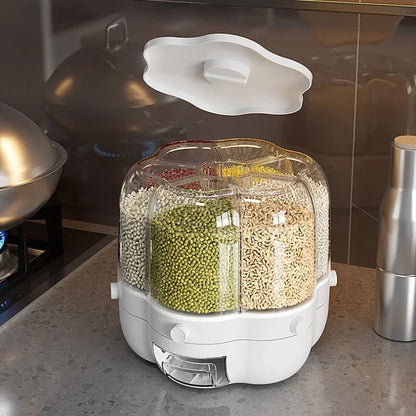 Contenedor dispensador para cocina, giratorio 360° , Capacidad 6,5 kg para granos y cereales.