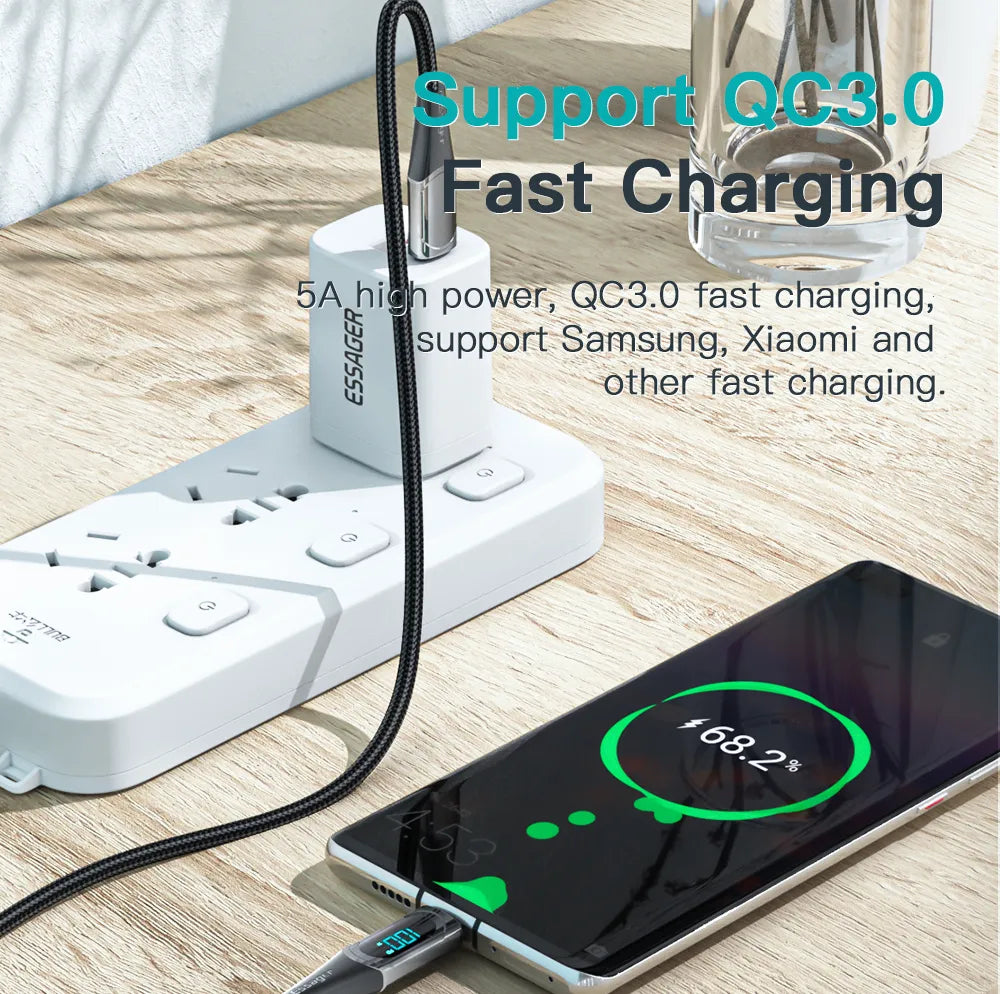 Essager-Cable USB tipo C a USB C, Cable de carga rápida PD de 100W/5A para Macbook, Xiaomi, Samsung, Cable USBC tipo C de 2M