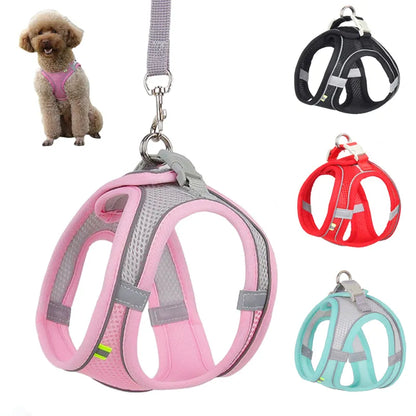 Arnés con correa ajustable para perros,cachorros y gatos, material transpirable y reflectante.