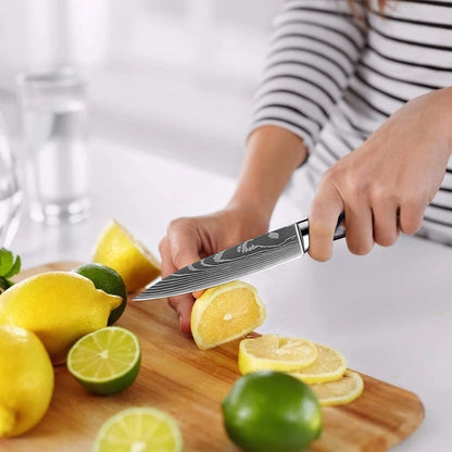 Juego de cuchillos de cocina XITUO 1-9 piezas, cuchillo de chef afilado de acero inoxidable 7Cr17Mov, cuchillo Santoku, cuchillo para fruta, mango ergonómico de madera Pakkawood